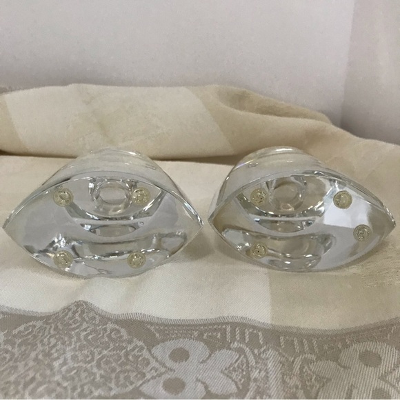 Waterford Crystal Eclipse 4” Candlestick Holders Pair Minimalist Signed - Picture 10 of 16